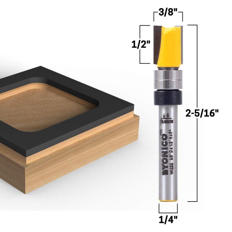 YONICO Router Bits Pattern Bit Flush Trim 3/8-Inch Diameter 1/4-Inch Shank 14122q - Image 2